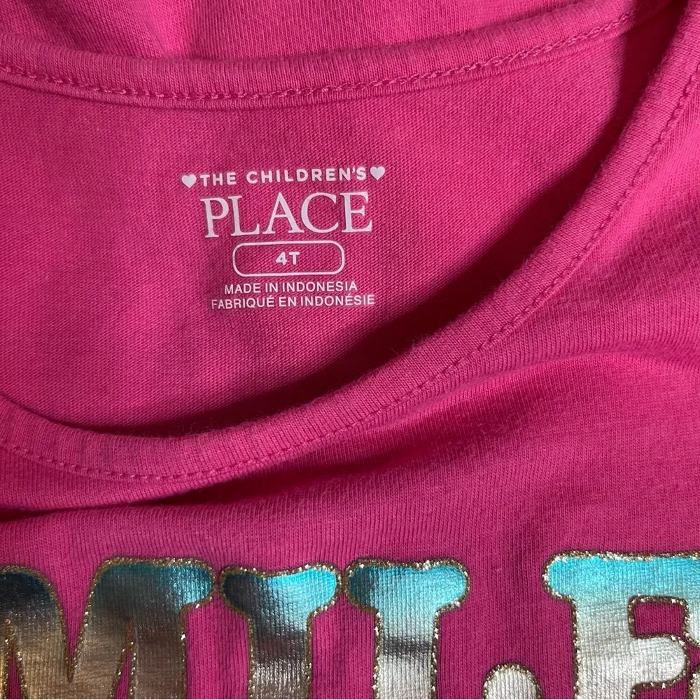 The Children's Place Girls Size 4T Fuchsia 'Pink Smile' Long Sleeve Graphic Tee